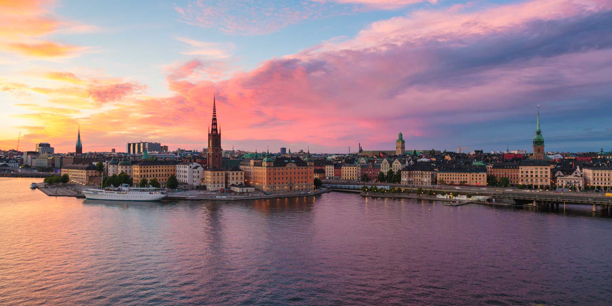 Stockholm City skyline in a beautiful sunset.