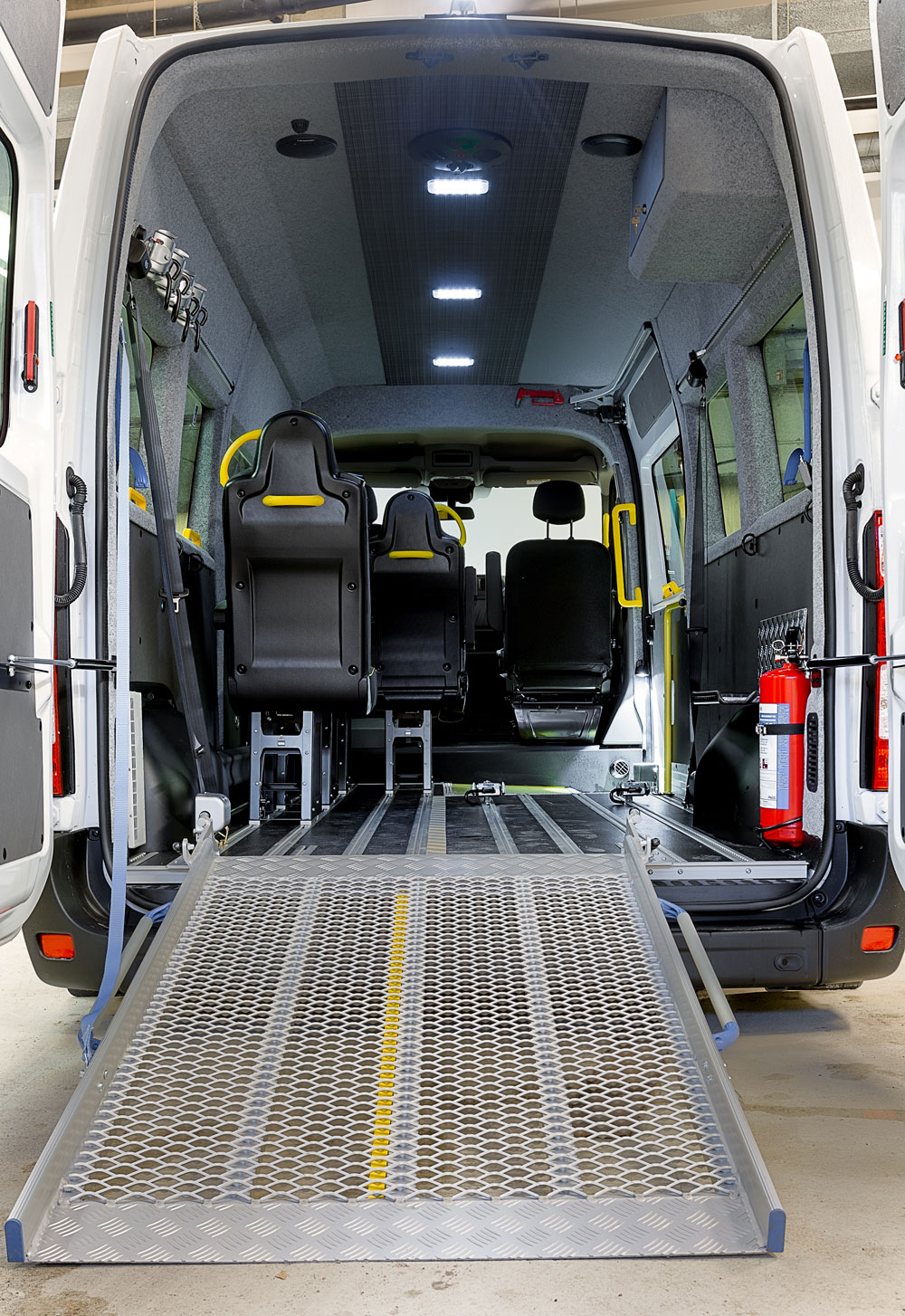 Accessible ramp on minibus.