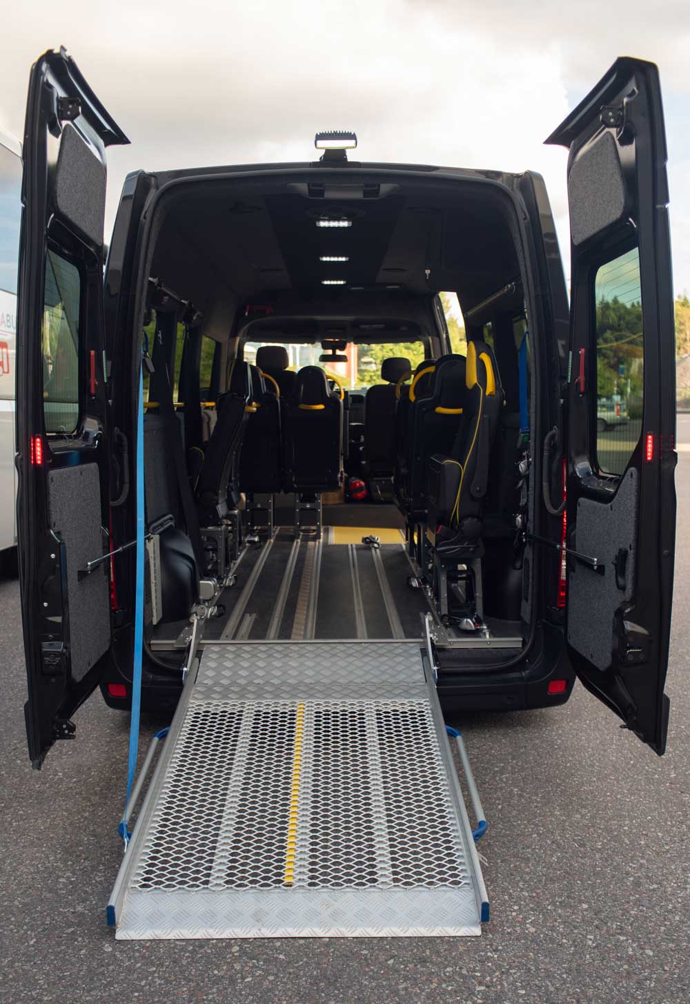 Accessible ramp on minibus.