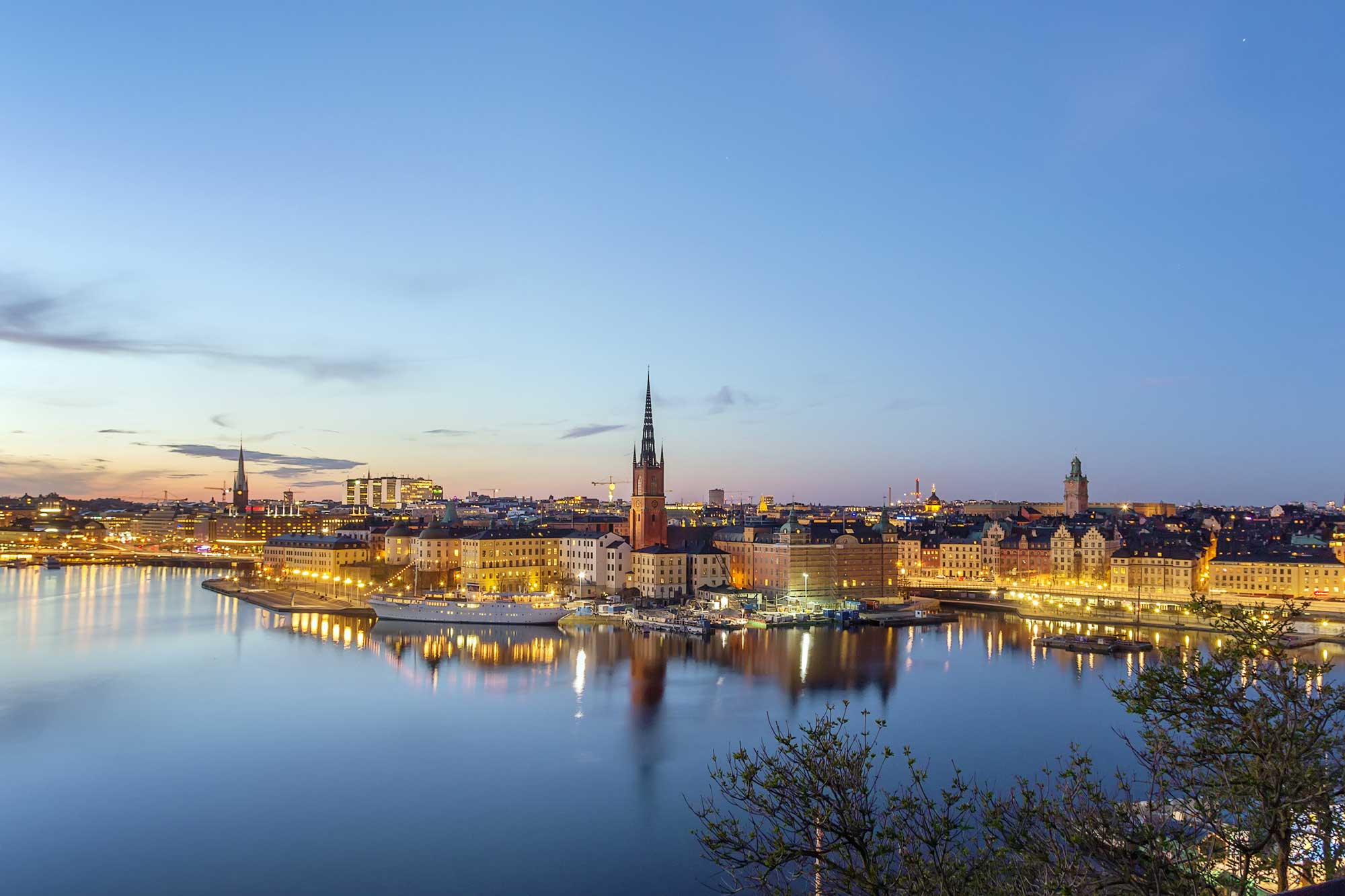 View of Riddarholmen from the Sodermalm island in Stockholm, Sweden.
